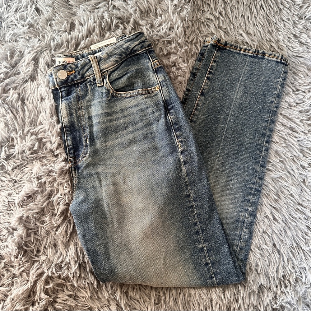 Guess Cropped Slim Straight High Rise Jeans